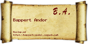 Bappert Andor névjegykártya